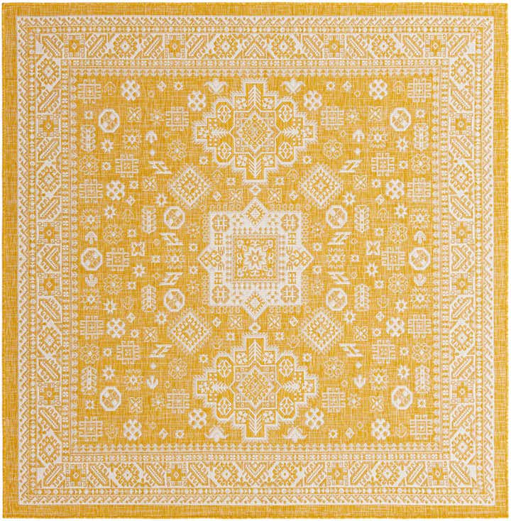 7' 10 x 7' 10 Easy-Clean Aztec Indoor / Outdoor Square Rug