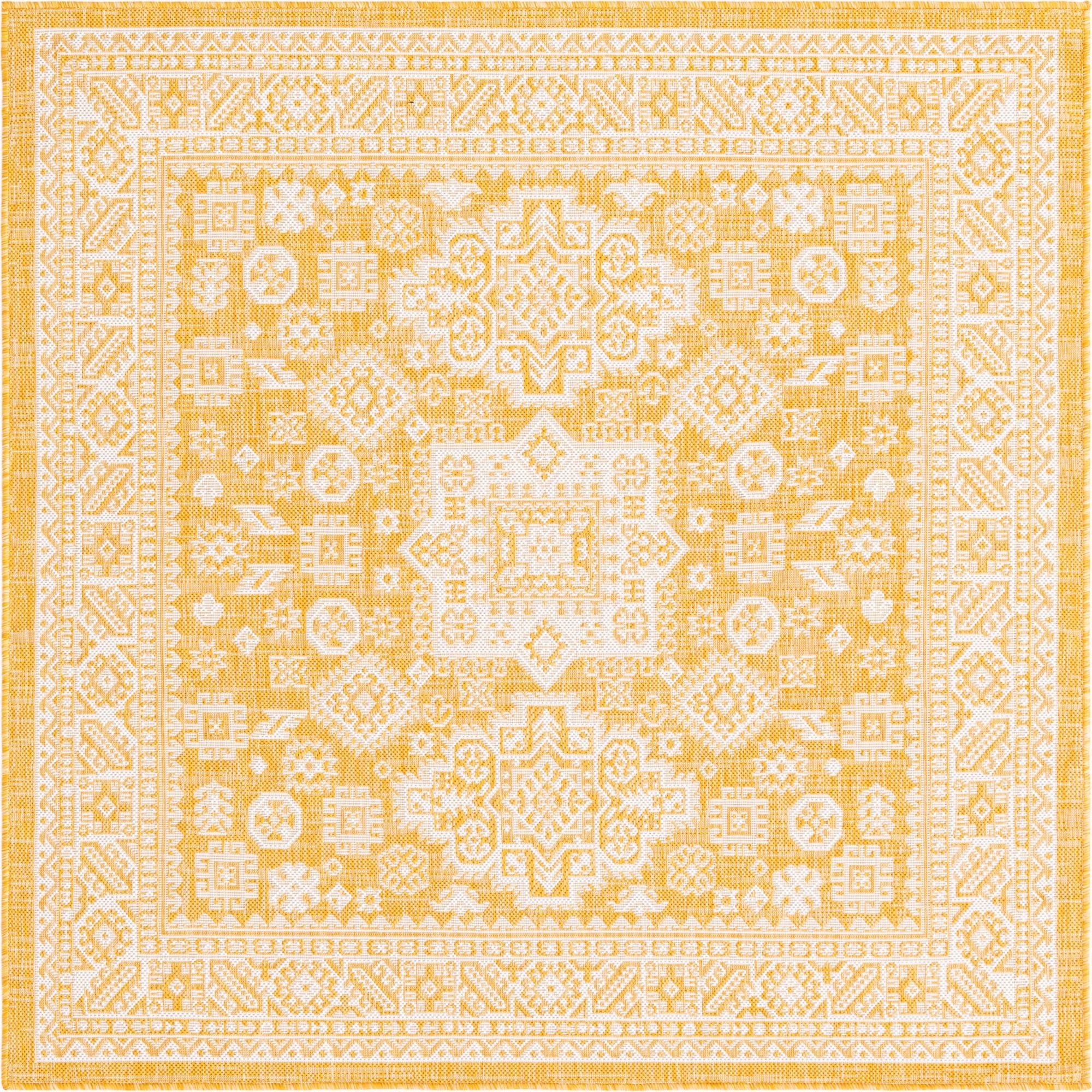 5' 3 x 5' 3  Washable Aztec Indoor / Outdoor Square Rug