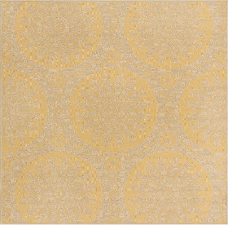 Detail image of 6' x 6' Easy-Clean Botanical Indoor / Outdoor Square Rug