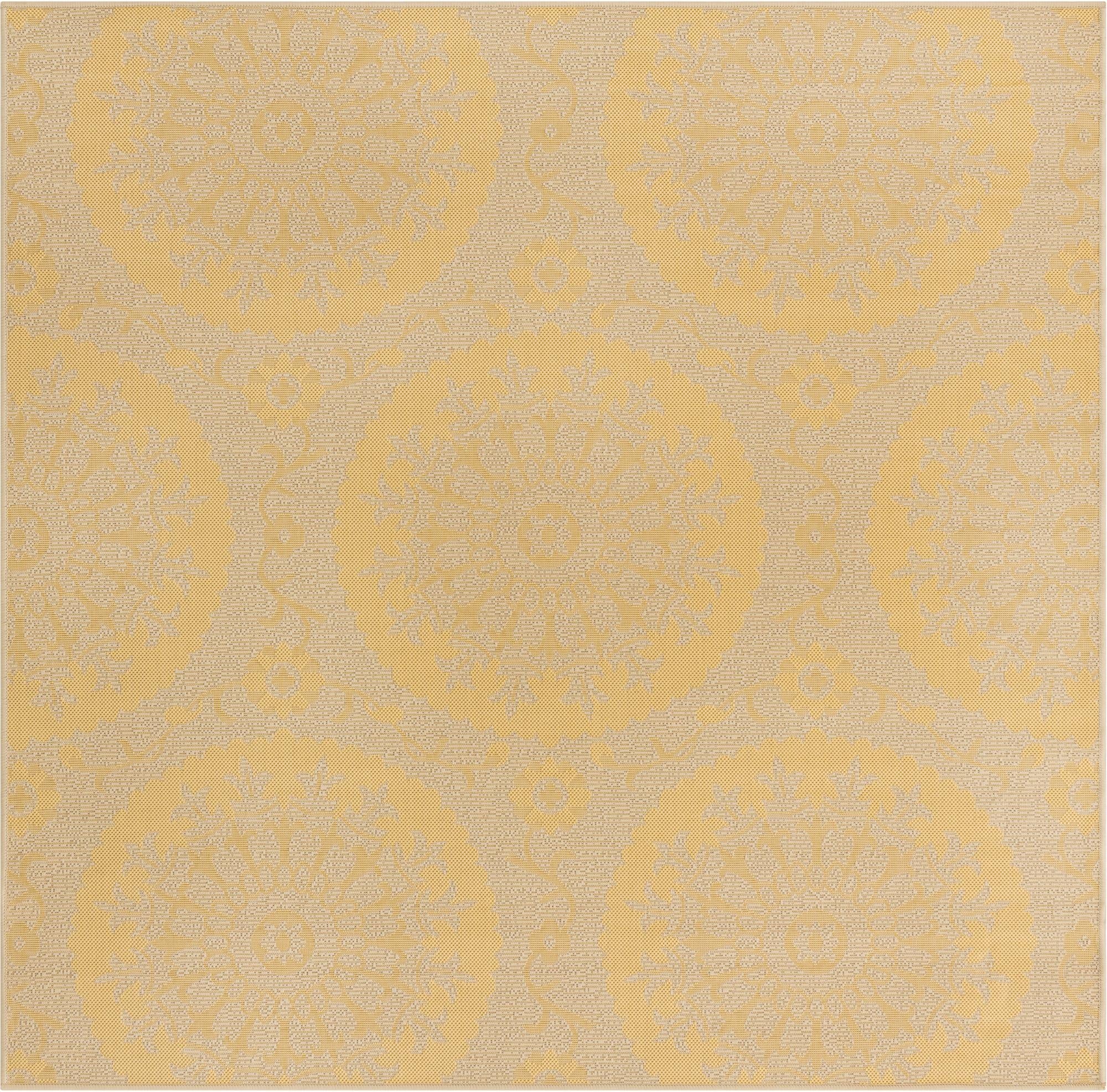 6' x 6'  Washable Botanical Indoor / Outdoor Square Rug