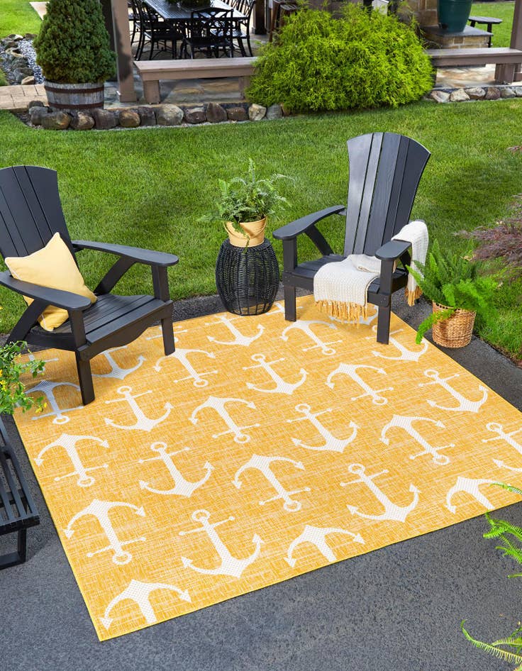Detail image of 13' x 13' Easy-Clean Coastal Indoor / Outdoor Square Rug