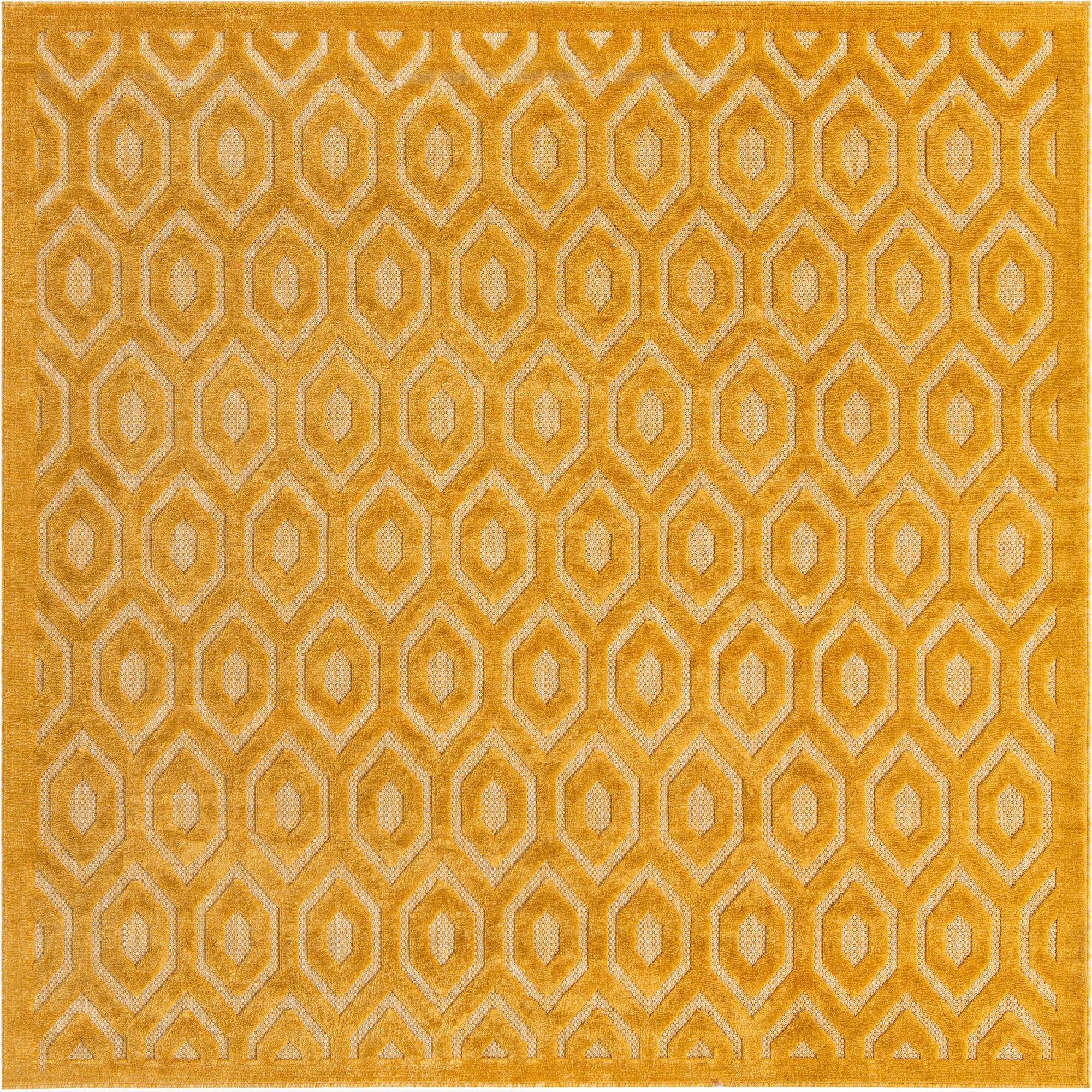 7' 10 x 7' 10  Washable Trellis Textured Indoor / Outdoor Square Rug