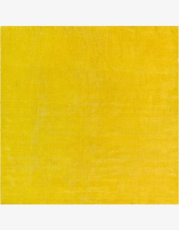 Yellow Hand Knotted Solid Gabbeh Wool Square Rug