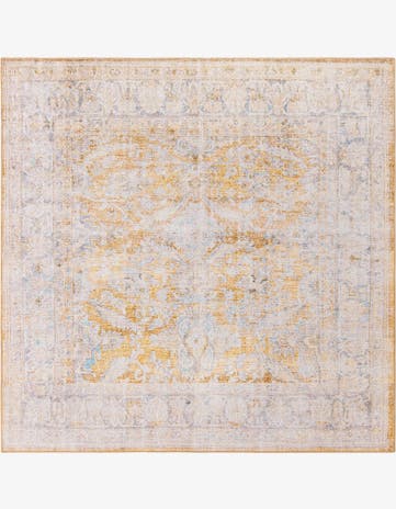 Yellow Washable Timeless Square Rug