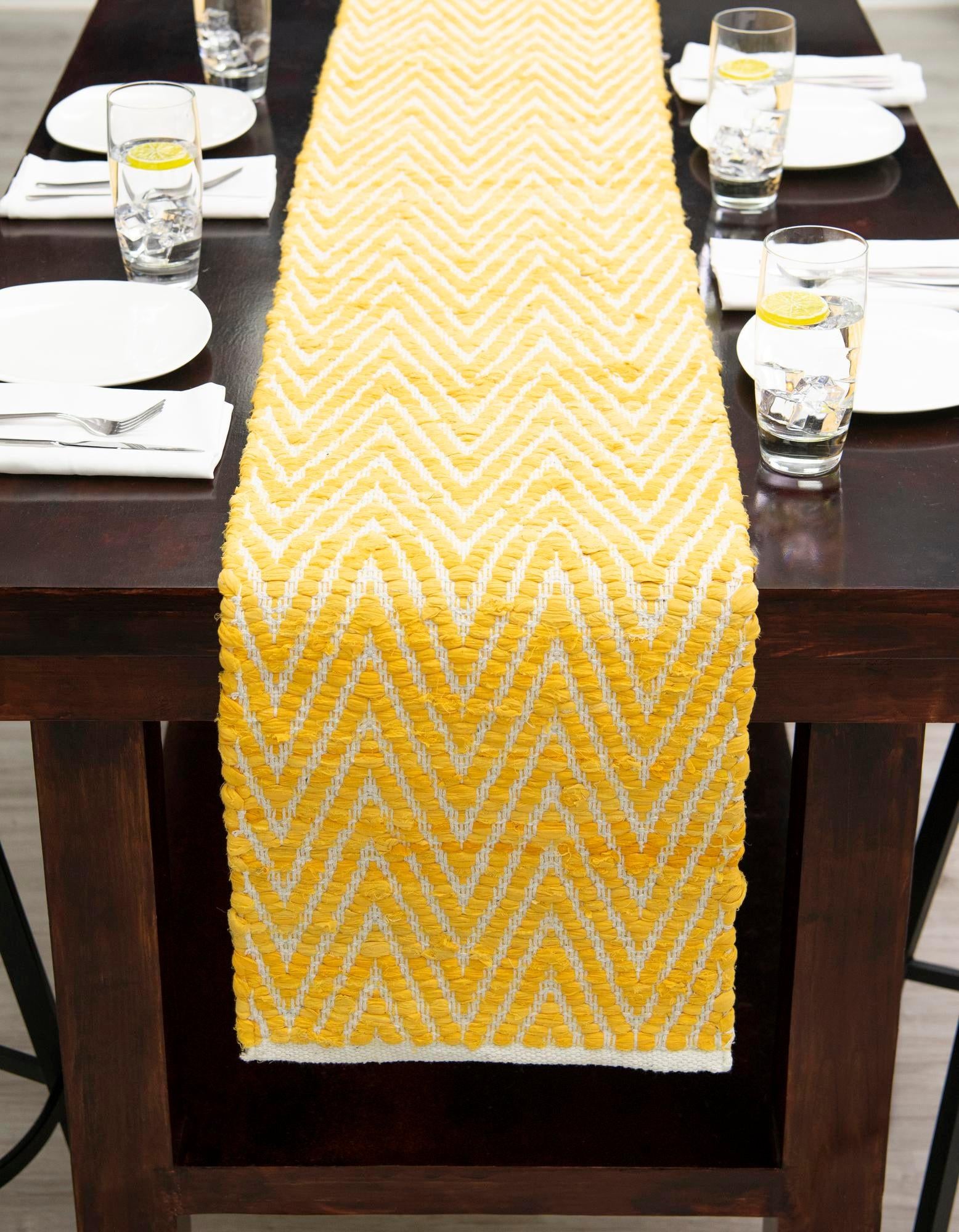 1' 2 x 10' Hand Woven Chindi Chevron Table Runner Rug