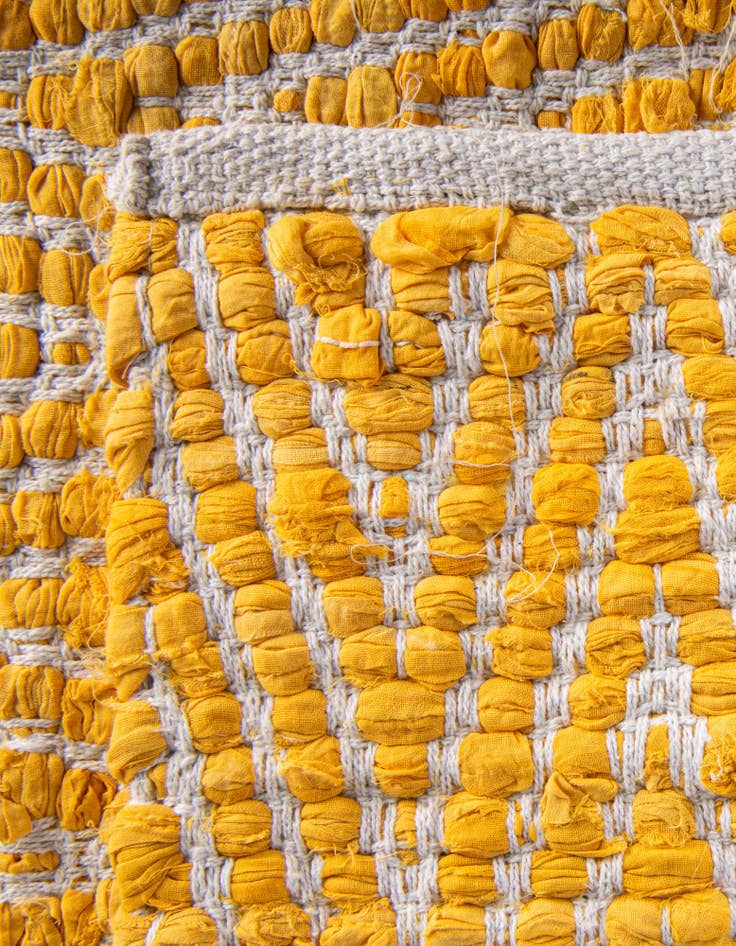 Detail image of 1' 2 x 8' Hand Woven Chindi Chevron Table Runner Rug